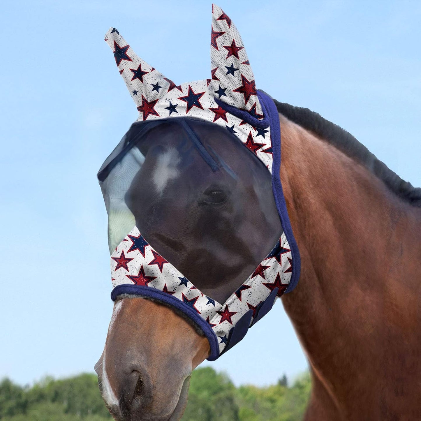 Harrison Howard LumiVista Horse Fly Mask Standard with Ears UV Protection for Horse Dream Star L Full Size