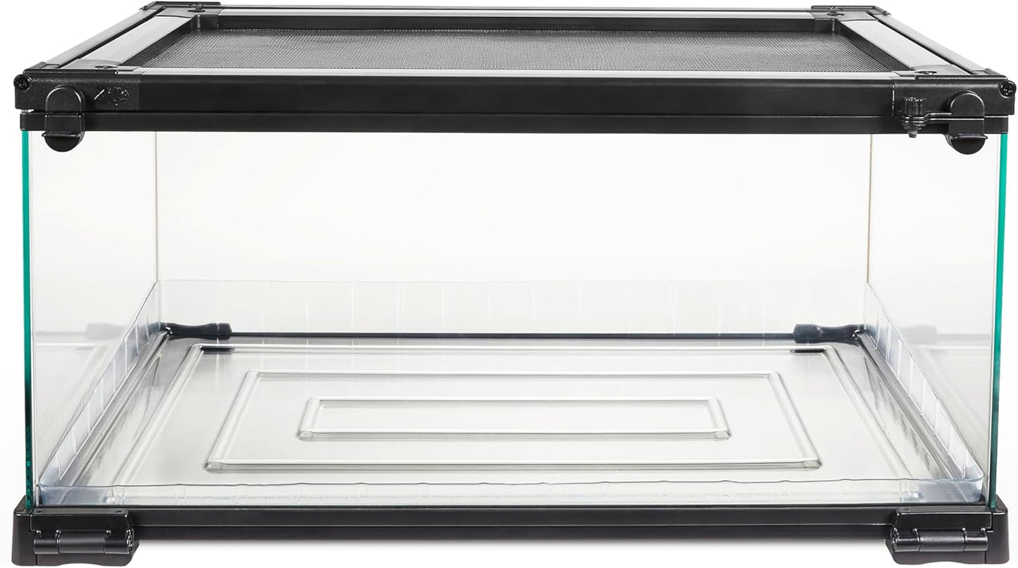 Zilla QuickBuild Reptile 10 Gallon Glass Terrarium Habitat with Bedding Tray For Geckos, Snakes, Lizards, Frogs, Turtles, and Tortoises, 20" x 12" x 10"