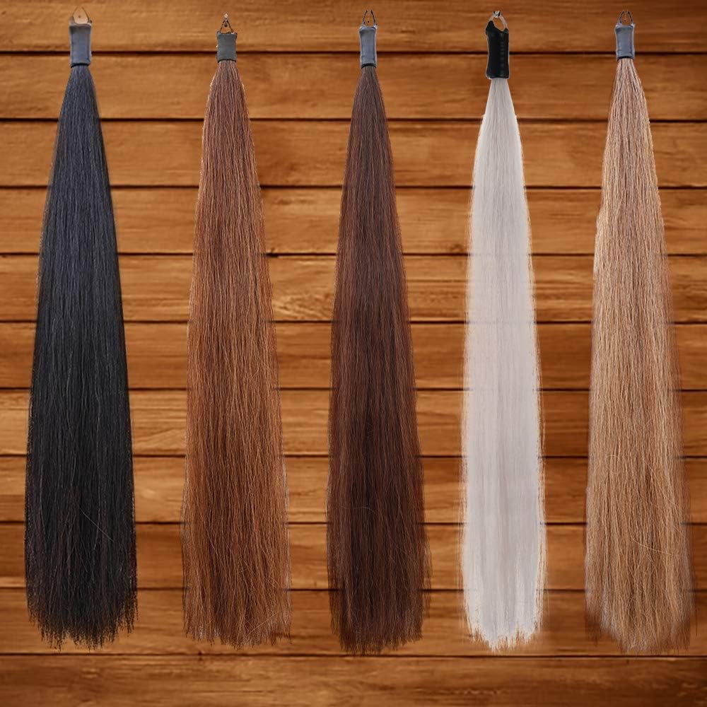 Horse Tail Extensions with Braided Horsehair Loop, Blunt Cut Bottom, 34-36 inches Long and 1 lb Weight (Dark Sorrel)