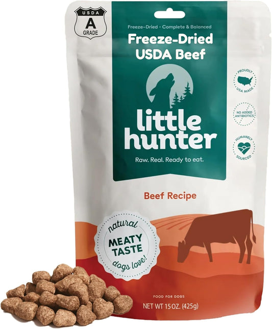 Little Hunter- Freeze Dried Raw USDA Beef Dog Food | for Small & Large Breeds | High Protein + Organic Fruits & Veggies Veterinarian Made Small Batch