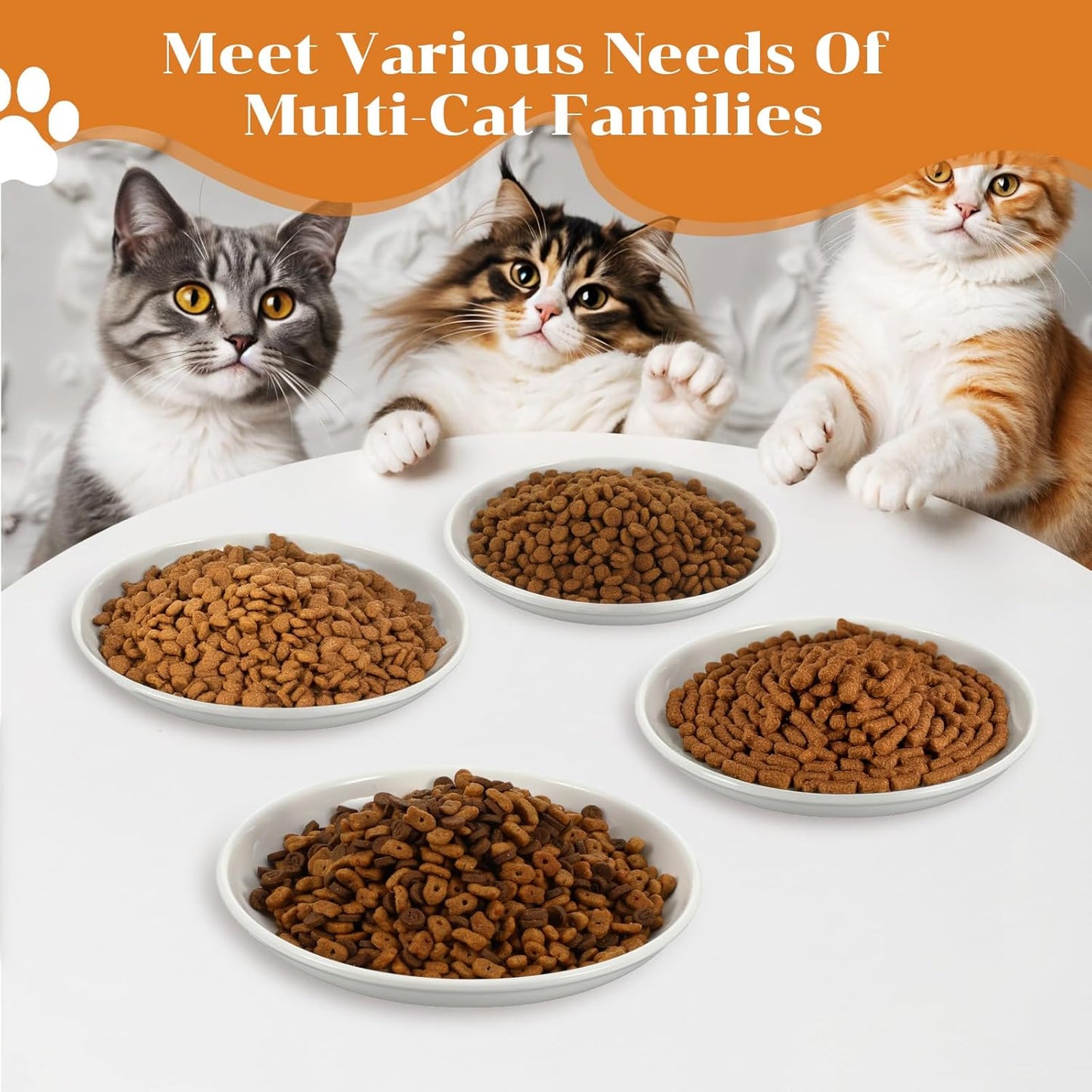 6 Pack Cat Food Bowl, Ceramic Cat Bowls, Anti Whisker Fatigue Cats Bowl Set, 5.9 Inches Shallow Wide Kitten Plates for Food and Water
