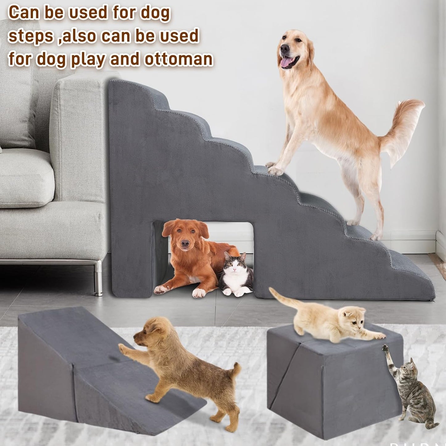 Dog Stairs & Steps for High Beds 30-36 inches High Tall for Large Medium Dogs, LitaiL 30inch 7 Steps Pet Stairs/Steps for High Beds,llDogs, Non-Slip Dog Ramps for Small Dogs and Cats
