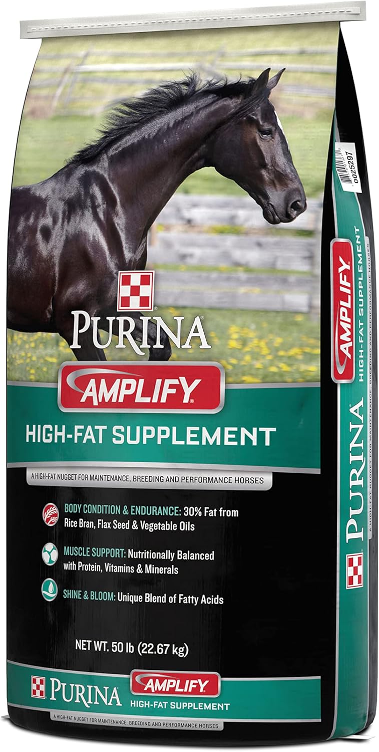 Purina, Amplify Equine, High-Fat Horse Supplement for Maintenance, Breeding, & Performance Horses, 50 lbs