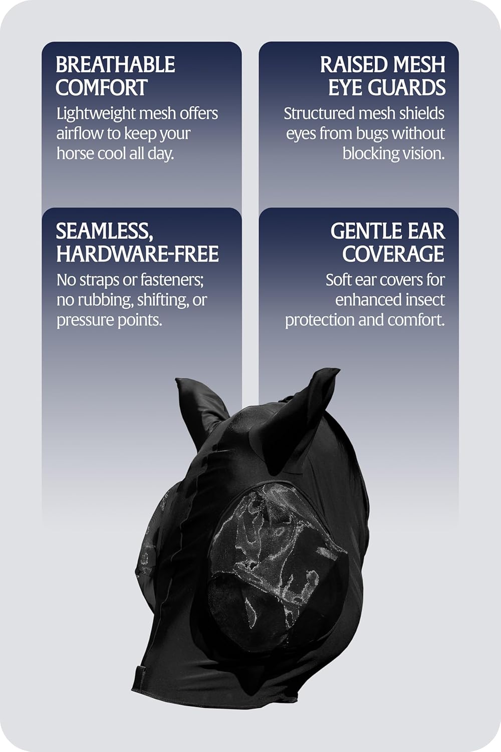 Equinavia Bug Out Fly Mask | Against Flies, Insects, UV Rays - Black - Cob