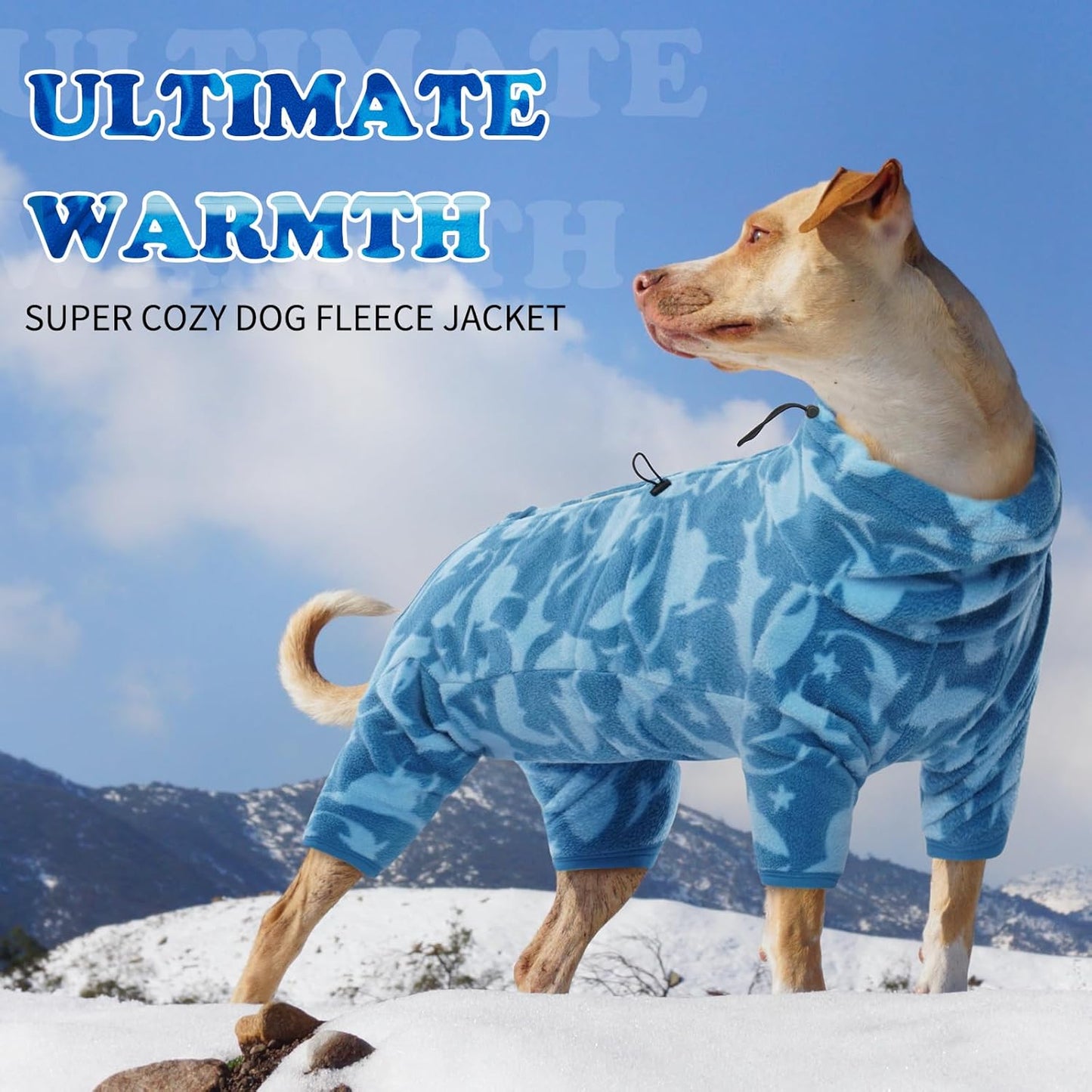ROZKITCH Dog Shark Fleee Pajamas, Pet Windproof Warm Cold Weather Jacket Vest with Luminous Zipper, Jumpsuit Apparel Outfit Clothes for Small Medium Large Dog Shark S