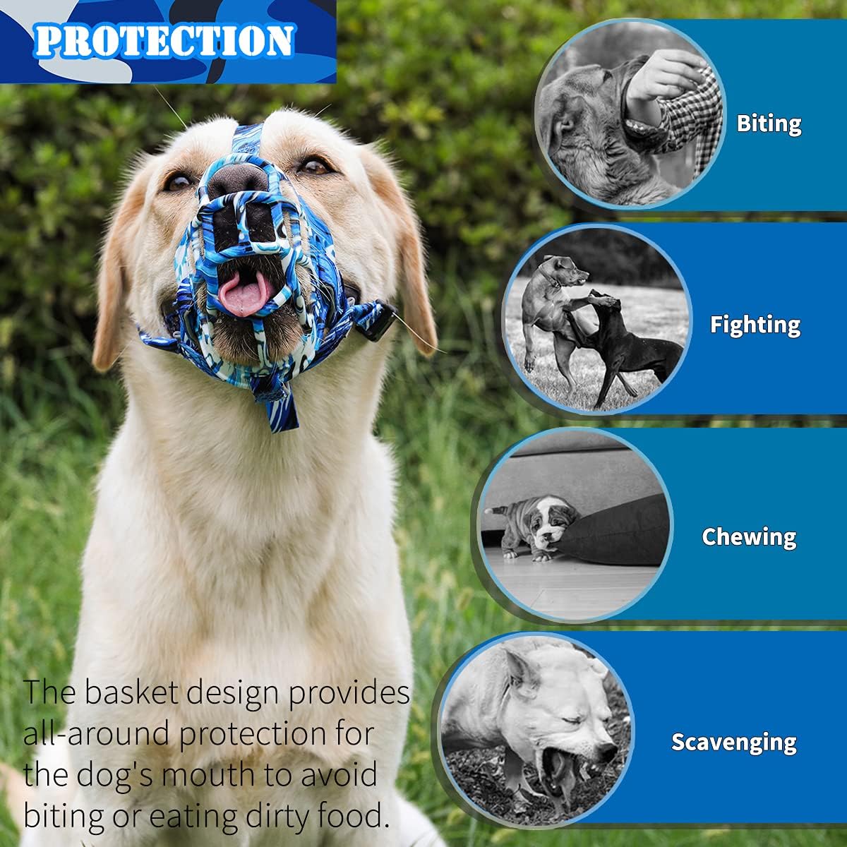 BARKLESS Dog Muzzle, Silicone Basket Muzzle for Small Medium Large Dogs, Soft Cage Mouth Cover Prevent Biting Chewing, Allow Drinking Panting, Suitable for German Shepherd