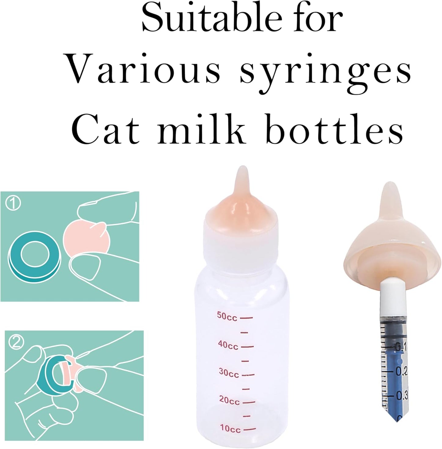 Silicone Feeding Nipples and Syringes for Newborn Kittens, Puppies, Small Animals, Rabbits Dongdong pet