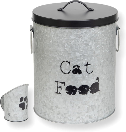 Medium Cat 30lb Pet Food Storage Canister with Scoop – Durable & Airtight for Freshnesss, Minimalist Design & Recyclable, Huge Large Metal Container (Cat Bin - Medium Size)
