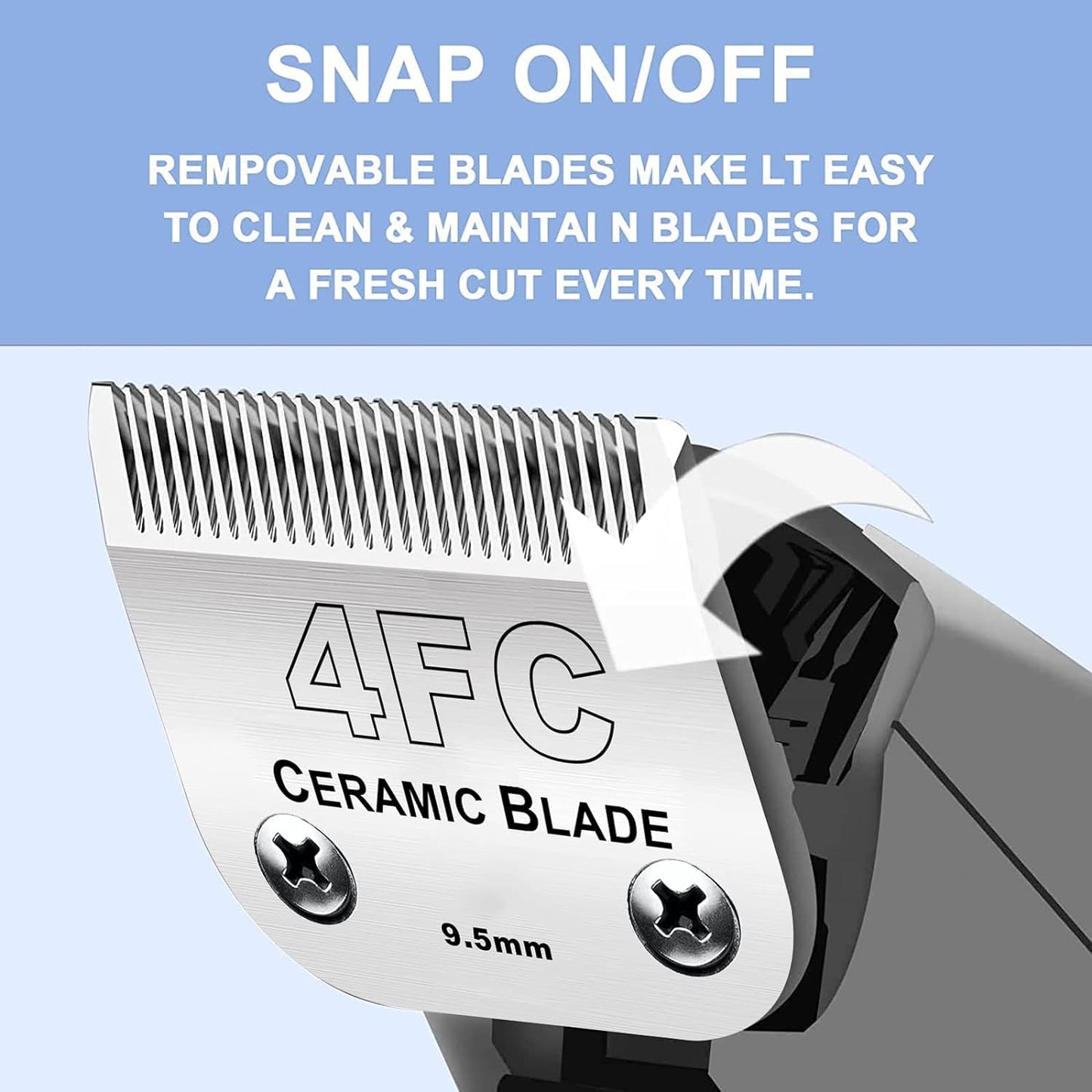3PCS 4FC Blades Dog Grooming Clipper Replacement Blades Compatible with Andis Pet Clipper/Oster A5/Wahl KM Series Dog Clipper,Ceramic Blade & Stainless Steel Blade