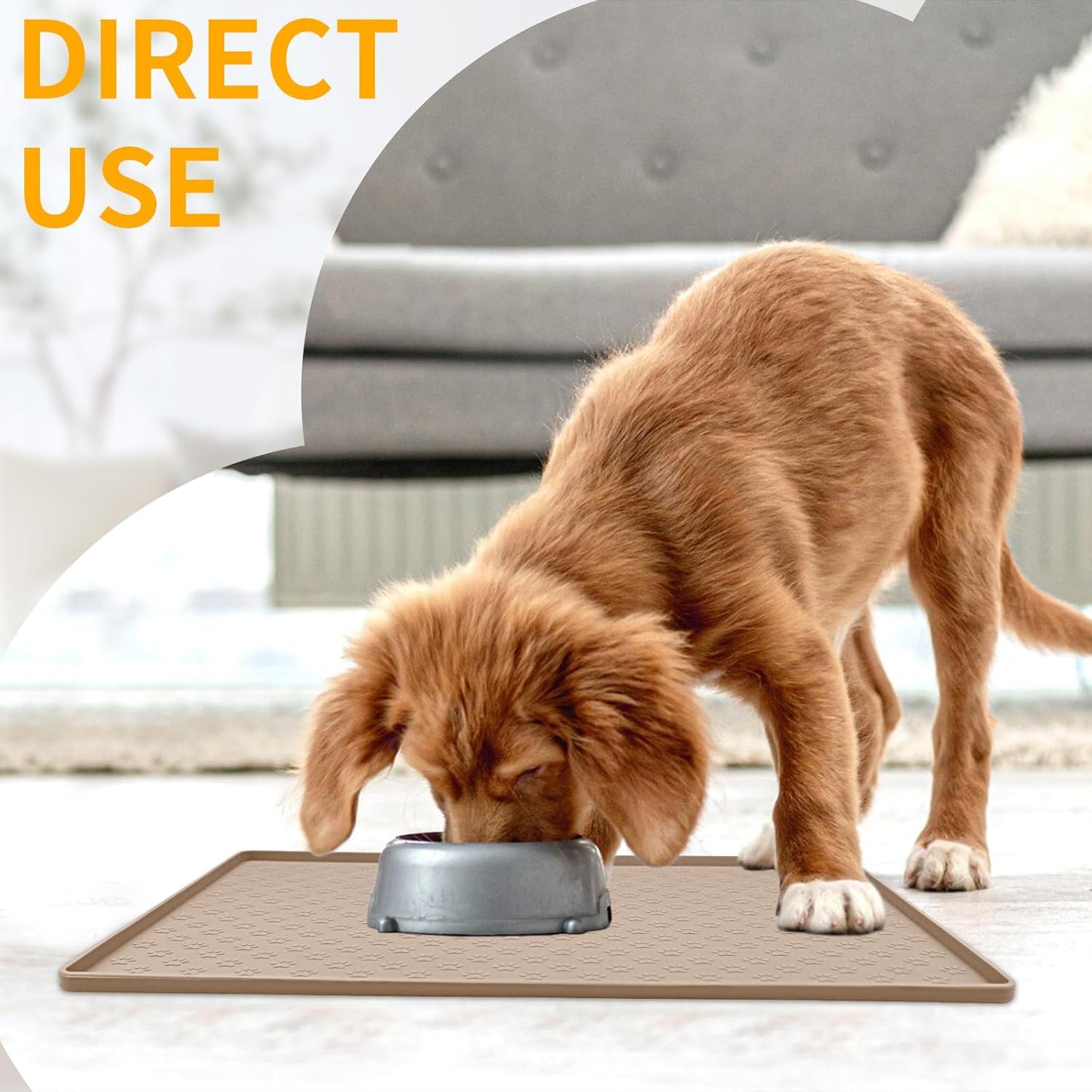 Ptlom Dog Food Mat Anti-Slip Pet Bowl Mats for Food and Water, High-Lips Pet Placemat Prevent Messy Spills to Floor, Waterproof Puppy Feeding Tray for Small, Medium Large Dogs Cats, Silicone
