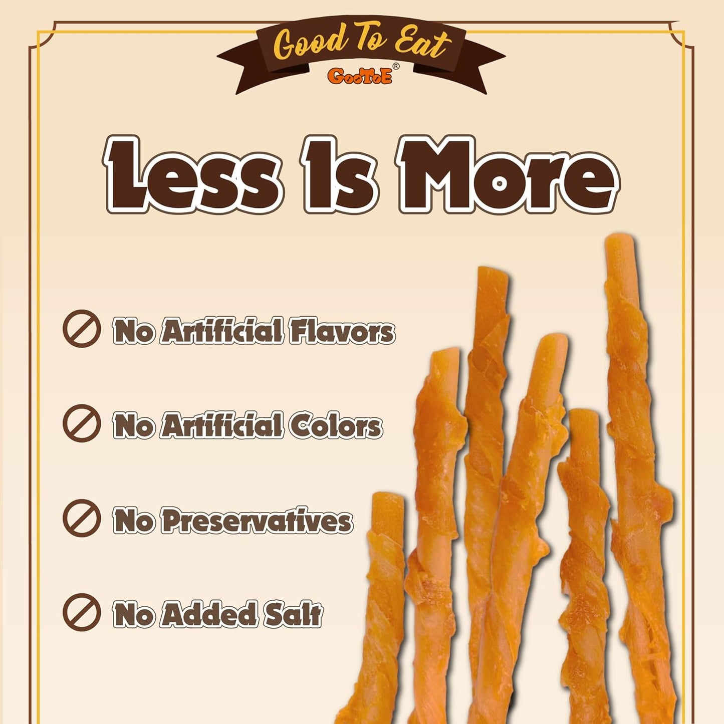 Gootoe Turkey Tendons for Dogs –All-Natural, Hypoallergenic Dog Treats, Rawhide Alternative, Long Lasting Puppy Chews, Healthy Dog Treats for Medium Breeds, Twists (M), 6 Count Pack