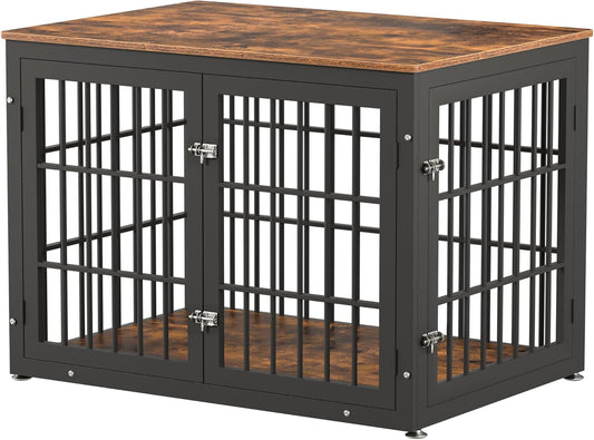 42 Inch Heavy Duty Dog Crate Furniture for Large and Medium Dogs, Decorative Pet House End Table, Wooden Cage Kennel Furniture Indoor, Rustic Brown
