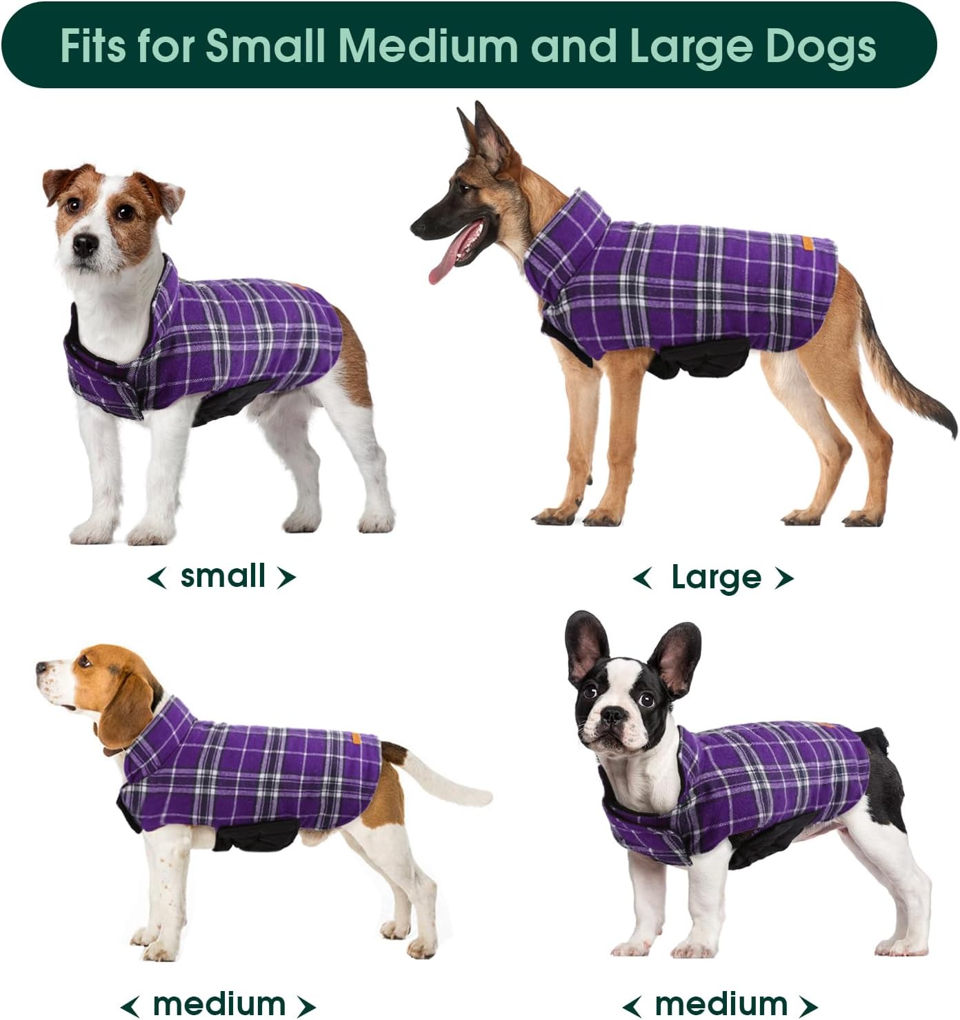 Kuoser Warm Dog Coat, Waterproof Dog Jacket for Extra Large Dogs, Adjustable Durable XXXL Doggie Winter Coat Reversible Puppy Cold Weather Apparel for Large Breed, Purple 3XL