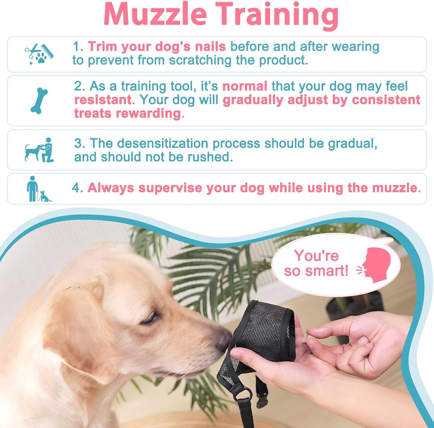 LUCKYPAW Dog Muzzle, Mesh Muzzle for Large Medium Small Dogs, Soft Mouth Guard for Biting Chewing, Breathable Mouth Guard with Adjustable Strap for Training (Black, M(Snout:8.75"-9.5"))