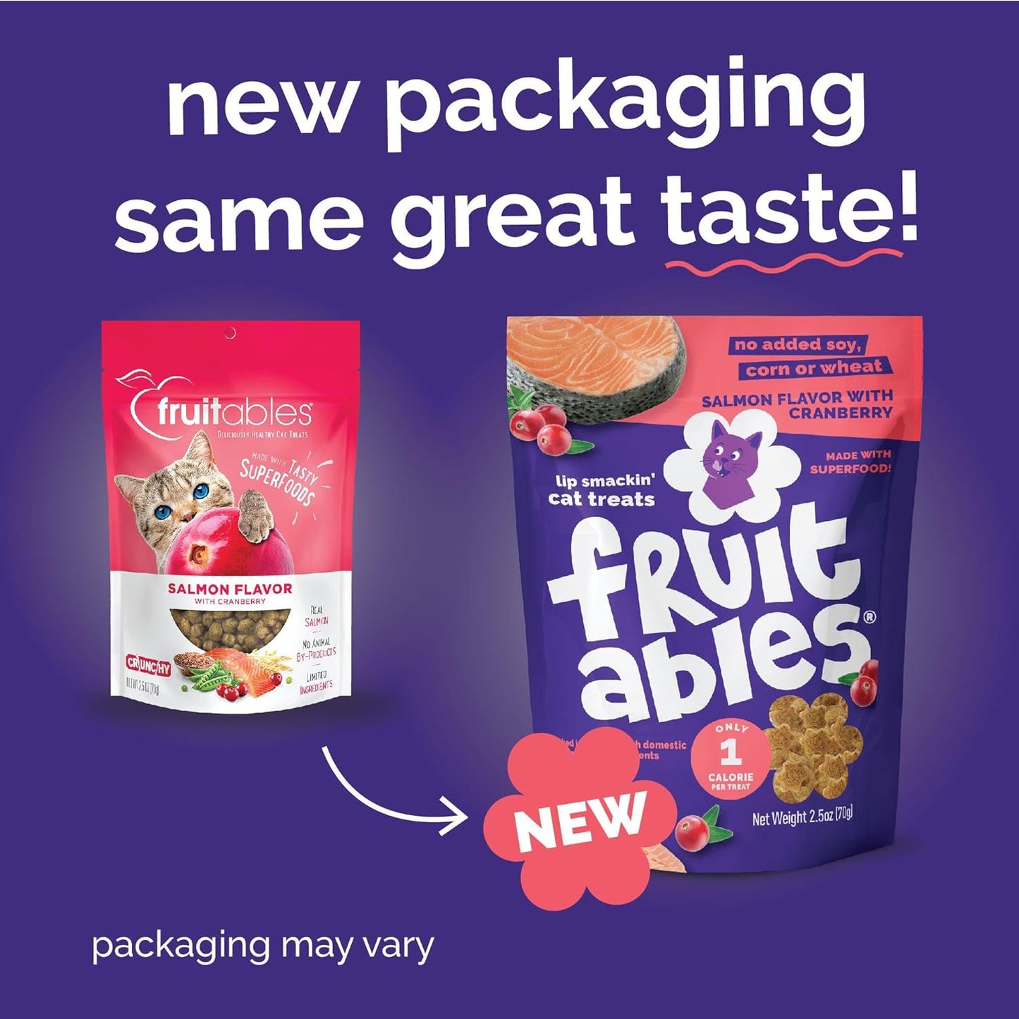 Fruitables Cat Treats Crunchy Salmon & Cranberry Cat Treats Healthy Low Calorie, High Protein Wheat, Corn & Soy Free 30 Ounces