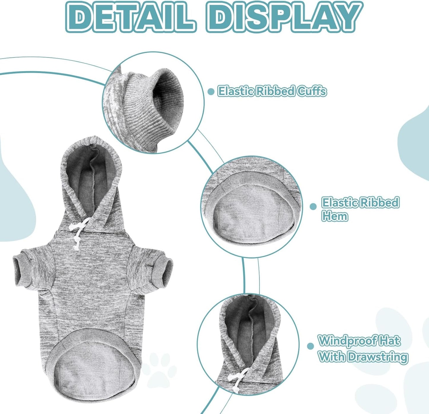 Dog Sweaters for Small Dogs Hoodie Fleece Dog Sweater Soft Clothes Sweatshirt with Pocket Hoodie for Small Dogs Puppy(Grey&S)