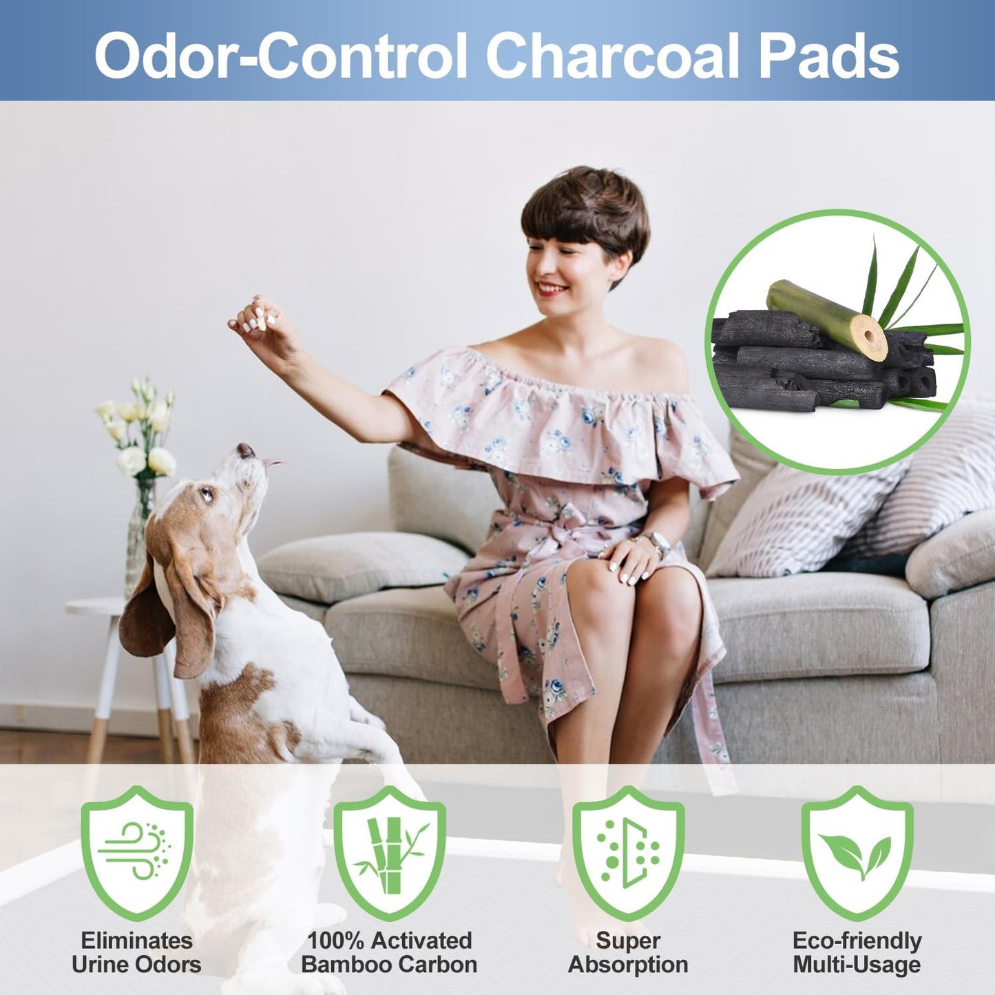 47"*31" Puppy Pee Pads for Dogs Extra Large 30 Count, XXXXL Charcoal Pee Pads Odor-Control Absorbs Up to 2000ml, Leak-Proof & Quick-Dry Diaposable Dog Training Pads with Adhesive Sticky Tape