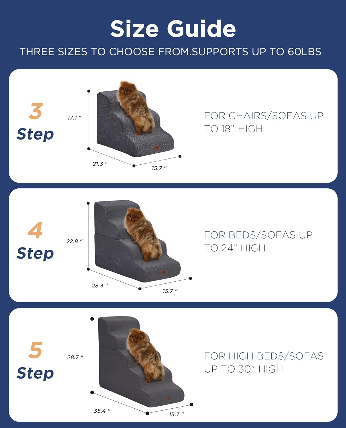 Beige Curved Dog Stairs Ramp for High Beds 28.7" H, 5-Step Dog Steps for Small Dogs and Cats, Pet Stairs for High Bed Climbing, Non-Slip Balanced Pet Step