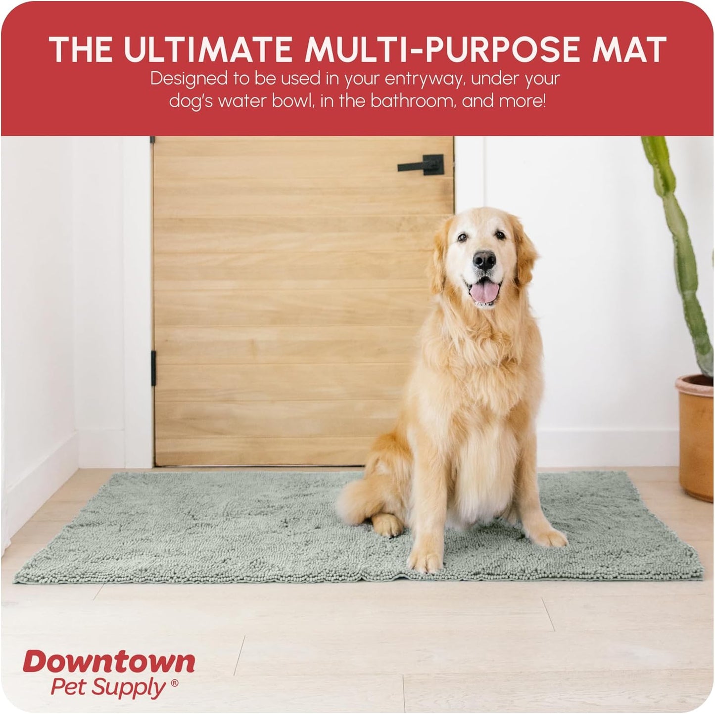 My Doggy Place Microfiber Dog Mat for Muddy Paws, 60" x 36" Light Gray - Non-Slip, Absorbent and Quick-Drying Dog Paw Cleaning Mat, Washer and Dryer Safe - X-Large/Runner