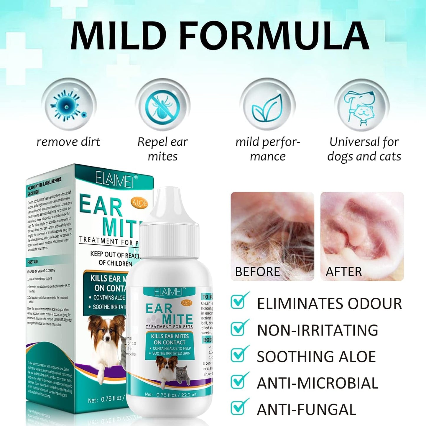 Ear Mite Treatment for Dogs, Dog Ear Infection Treatment, Ear Mite Treatment for Dog Yeast Infection, Alleviation Suffering from Ear Mites & Itching and Odours Stinky Stuff for Dogs Ears