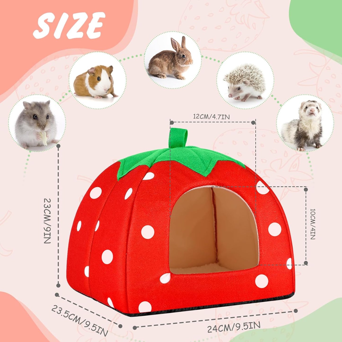 Guinea Pig Hideout for Small Animals(Guinea Pig Bed with Warm Fleece, Washable Pet Cushions, Winter Sleeping Warmth)