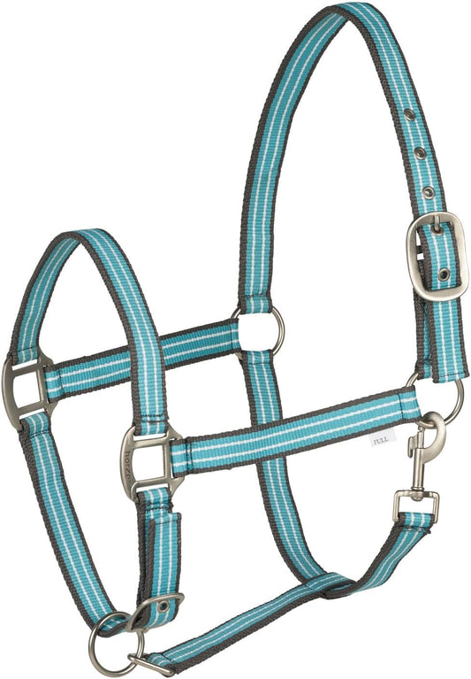 HORZE Adepto Adjustable Horse Halter | Soft, Durable Polyester - Canal Blue - Warmblood