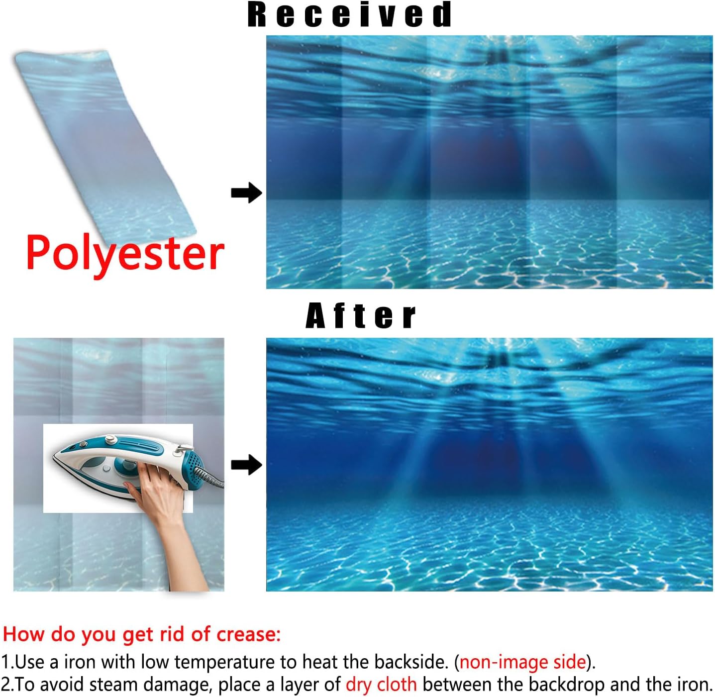 Reptile Habitat Background, Retro Desert Oasis Cactus Terrarium Background Background with 8 EVA Double-Sided Tape (Ocean, 60X24in/150X60cm)