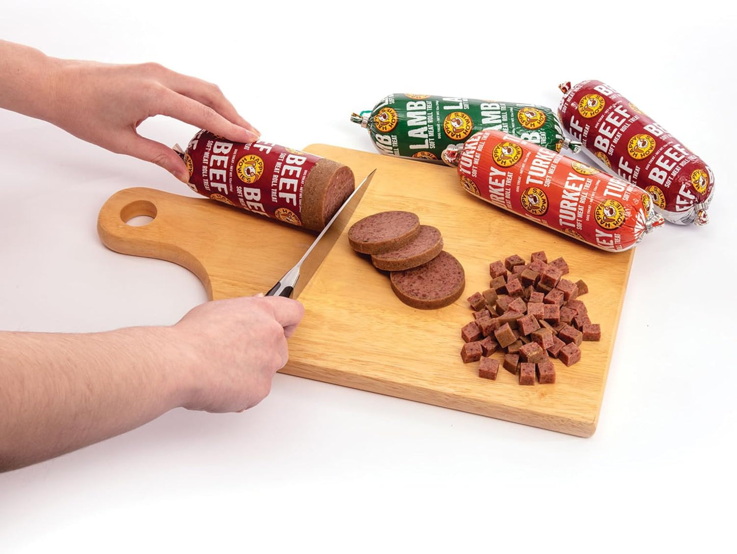 Happy Howie's Soft Meat Roll Treat - Soft Dog Food Rolls, Natural Ingredients, for All Dogs, Made in USA - Beef, Lamb, Turkey, 12 Oz (Pack of 3)