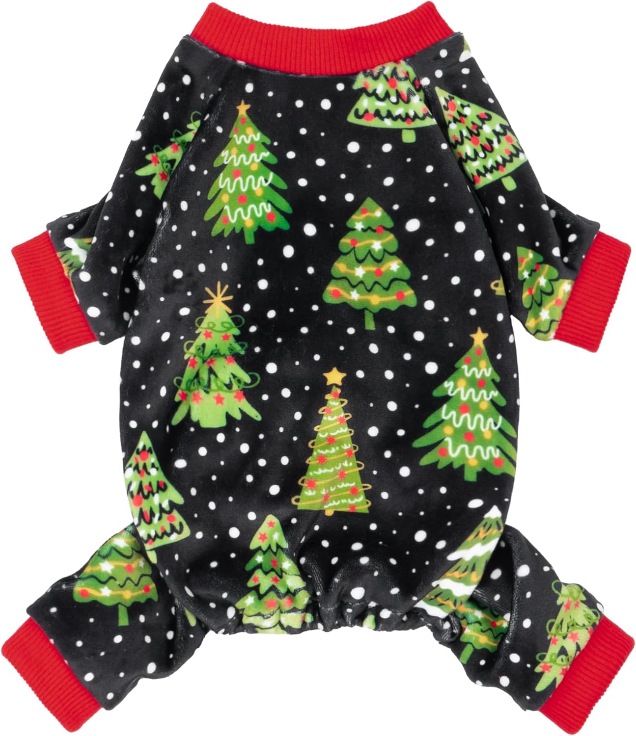 Fitwarm Christmas Tree Dog Pajamas, Christmas Clothes for Small Dogs Boy Girl, Holiday Pet Outfit, Black, Red, Green, Yellow, XS