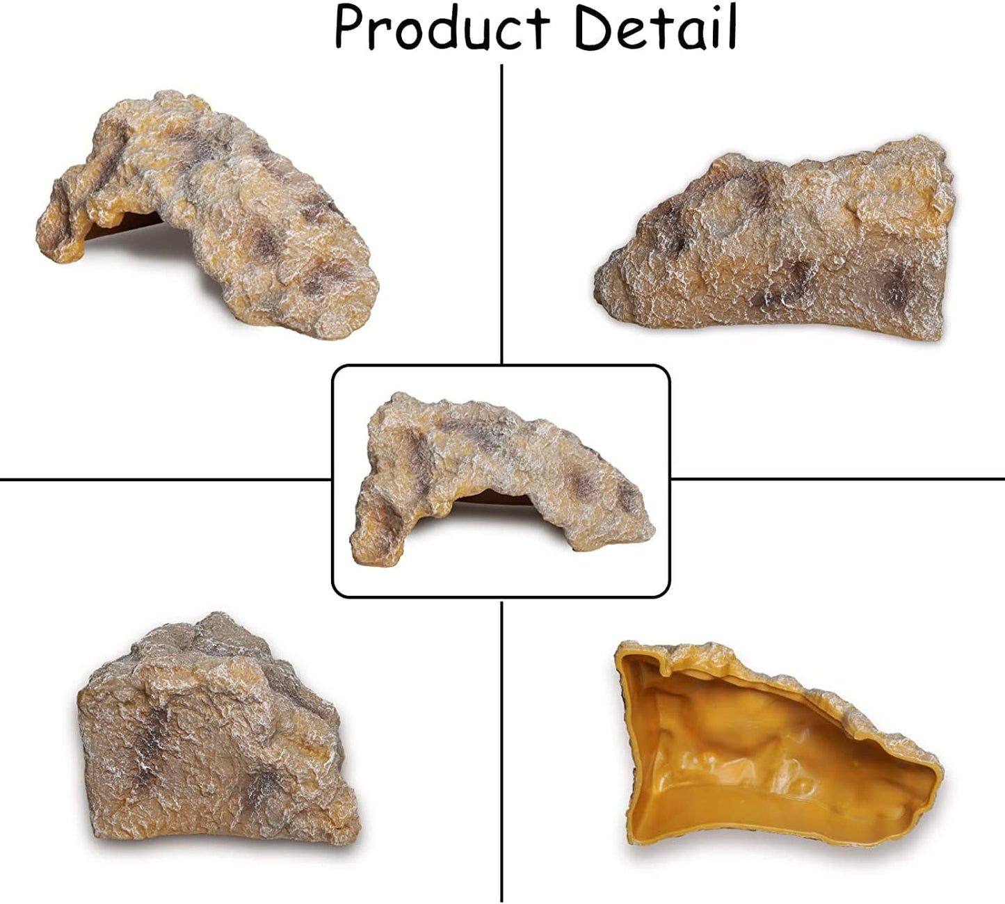 Reptile Rock Reptile Hide Cave Hideout Terrarium Habitat Decor Ornament Shelter for Snake Geckos Lizards Turtle Frogs Amphibians Hermit Crab Medium