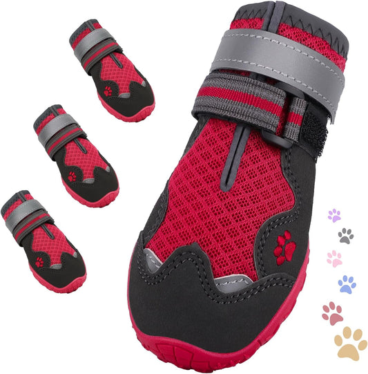 Dog Shoes for Large Medium Small Dog, Mesh Breathable Dog Shoes for Hot Pavement, Anti-Slip Dogs Boots Paw Protectors with Reflective for Outdoor Walking Indoor Hardfloors (Size 1)