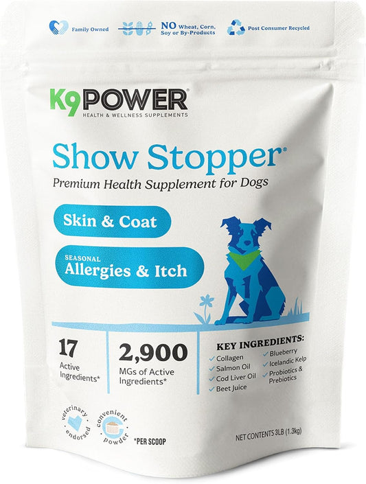 K9 Power Show Stopper for Dogs 3lb – Boosts Coat Shine & Promotes Healthy Skin Tone - Strengthens Immune System - Enhances Digestive Health