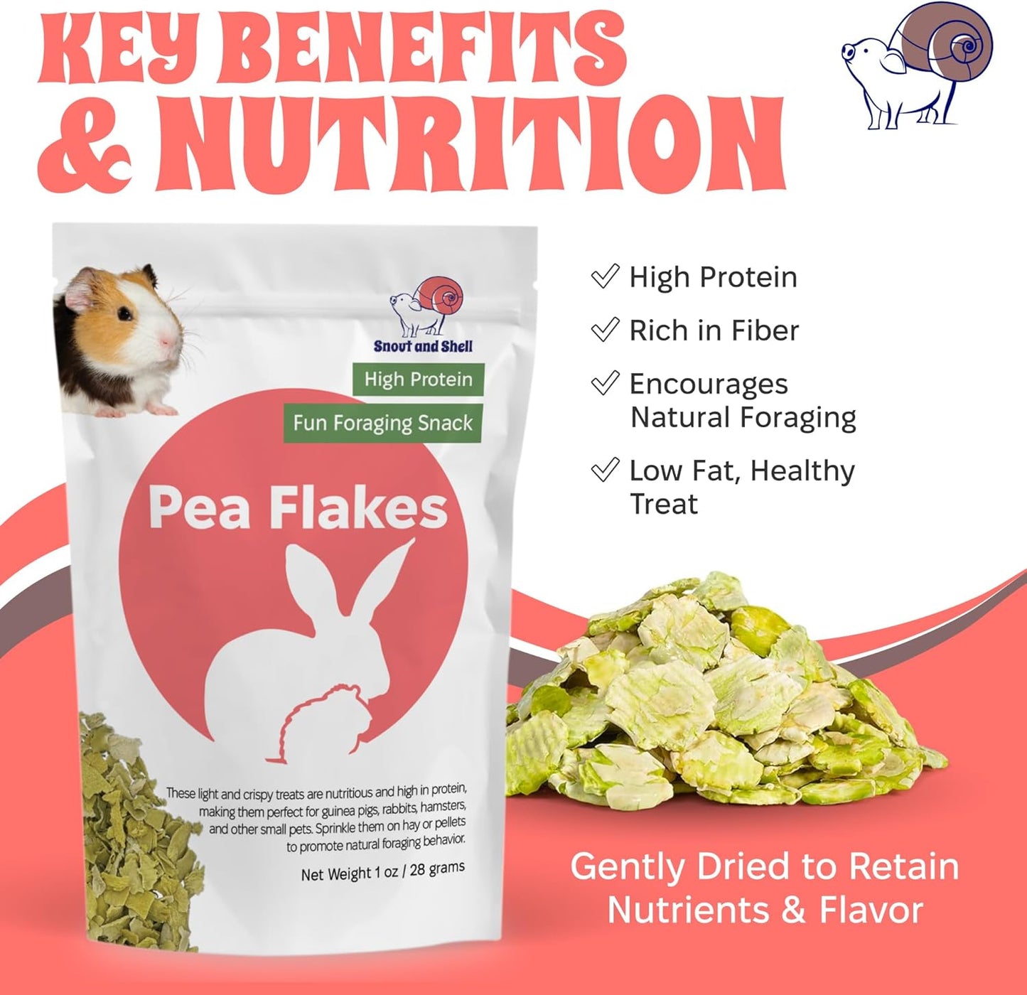 Snout and Shell Floral Favorites 4-in-1 Natural Treats for Small Pets – Pea Flakes, Marigold, Rose Petals & Hibiscus – Healthy Snacks for Rabbits, Guinea Pigs, Chinchillas & More