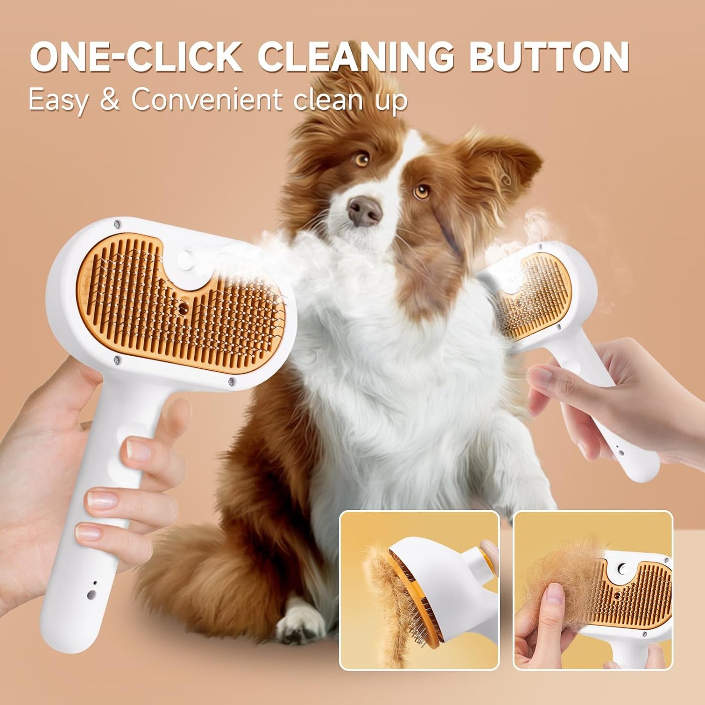 3-in-1 Pet Steam Brush Set for Dogs & Cats, Grooming Comb with Spray, Defur Tool, Water-Assisted Hair Removal, Gentle Cat & Dog Spritz Brush, Multi-Purpose Steam Grooming Kit