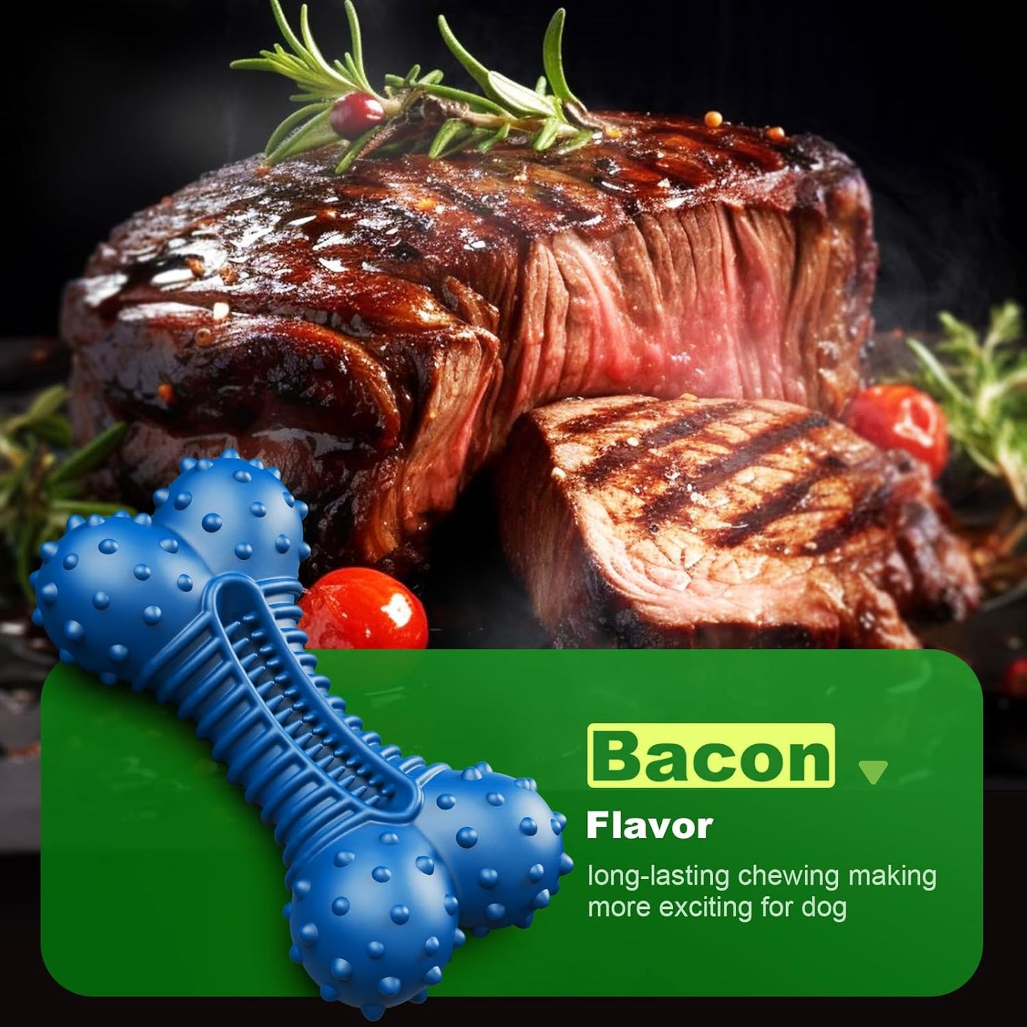 Dog Toys for Aggressive Chewers, Indestructible Chew Toys for Medium Large Dogs,Durable Rubber Dog Bones with Beef Flavor, Tough Dental Toy for Boredom Relief