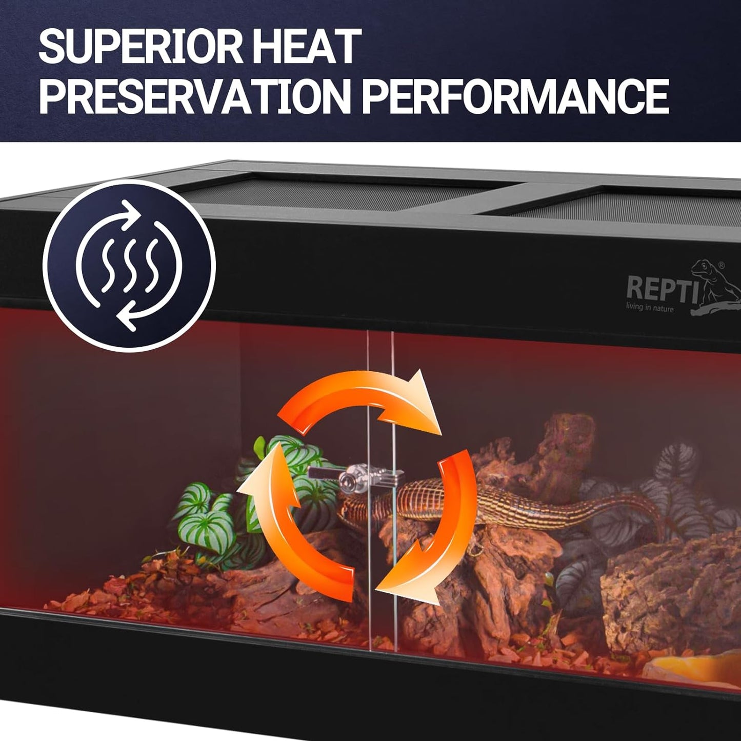 REPTI ZOO 50 Gallon PVC Reptile Enclosure, 36x18x18 inch Reptile Tank for Ball Python Bearded Dragon Snake Gecko, Reptile Terrarium Lounge Habitat with Glass Sliding Door & Top Screen Ventilation