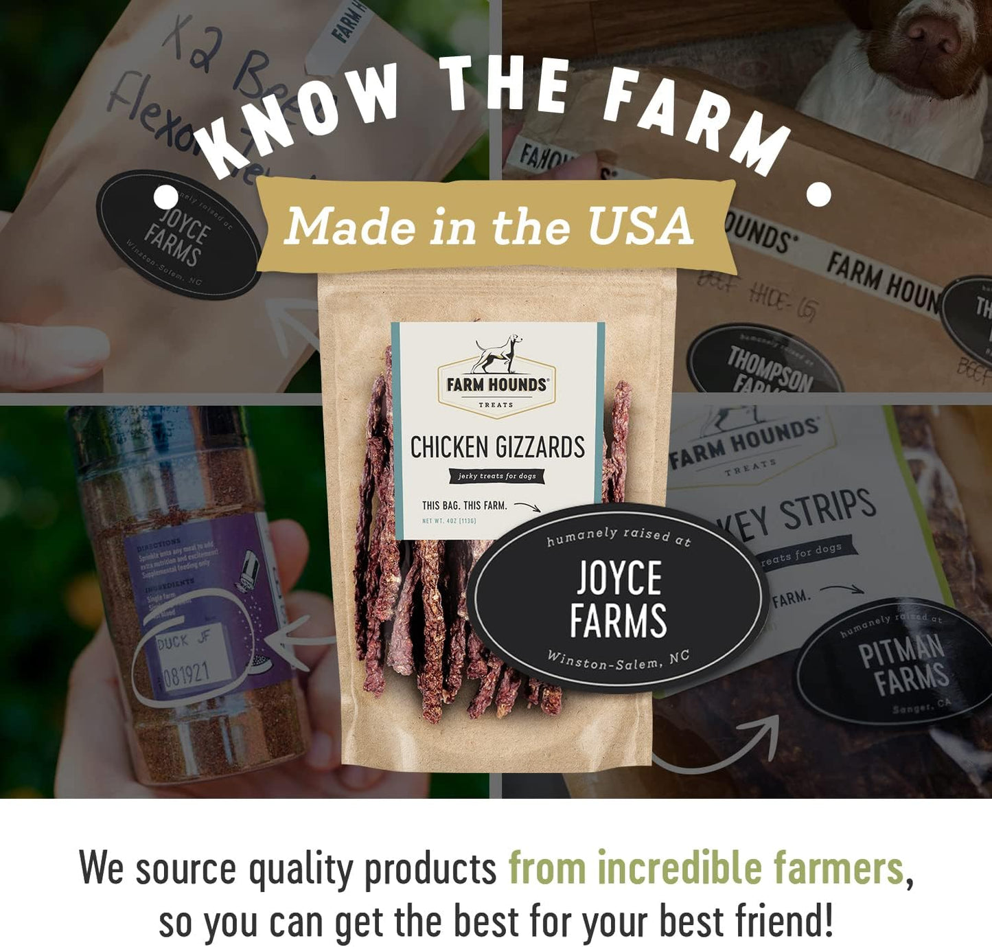 Farm Hounds - Chicken Gizzards - Premium Natural Jerky for Dogs - 100% Humanely Raised Chicken - Break-to-Size - Great for Training & Treats - No Added Fillers - Made in USA - 4oz -1 Pack