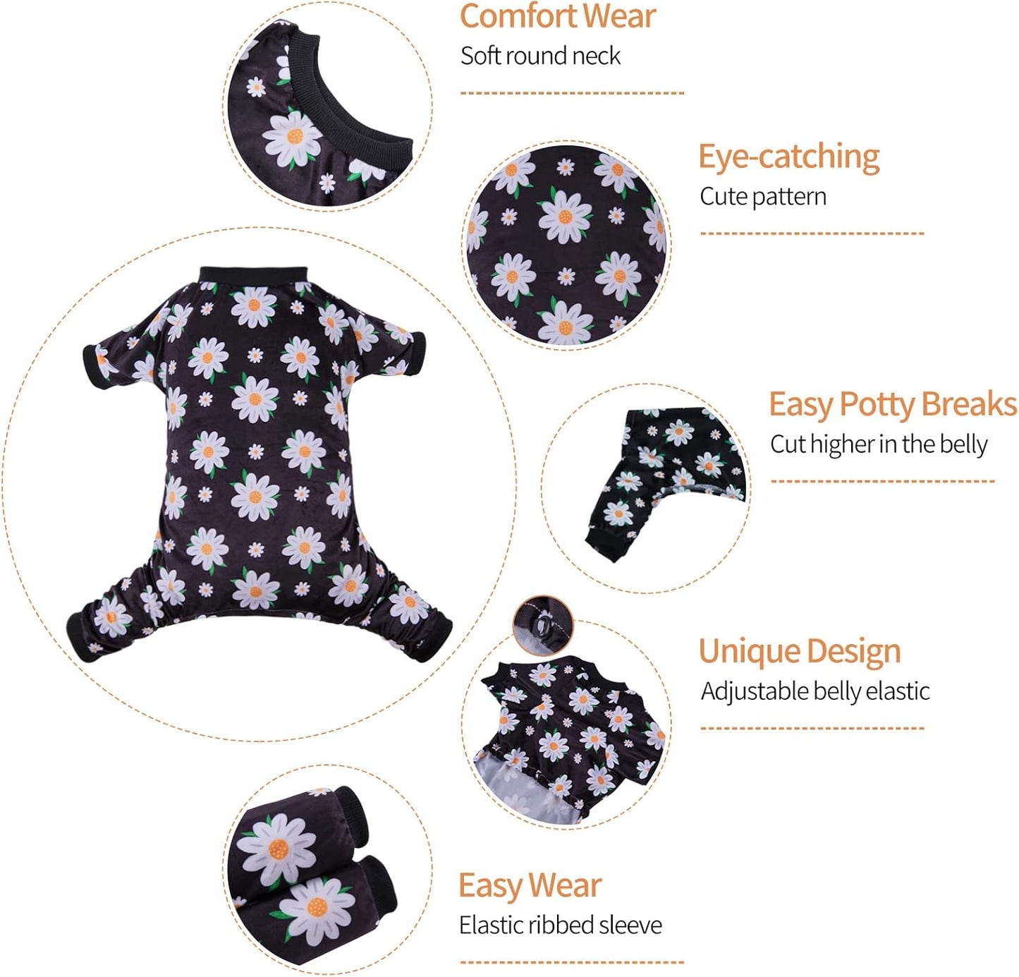 CuteBone Small Dogs Outfit Soft Puppy Onesies Pjs Dog Pajamas Pet Coat Cat Apparel Comfy Doggie Jumpsuit Bodysuit for All Seasons P221XL