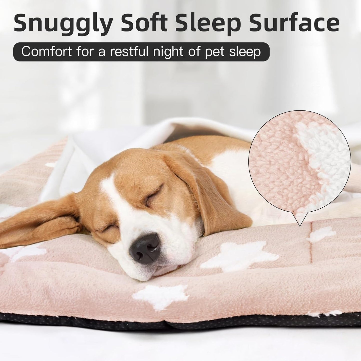 Mora Pets Dog Crate Pad Dog Kennel Bed Crate Mat for Large Dogs Washable Cute Star Pet Bed for Cage Ultra Soft Flat Pillow Cushion for Cozy Sleeping Anti-Slip Pink 42 x 27