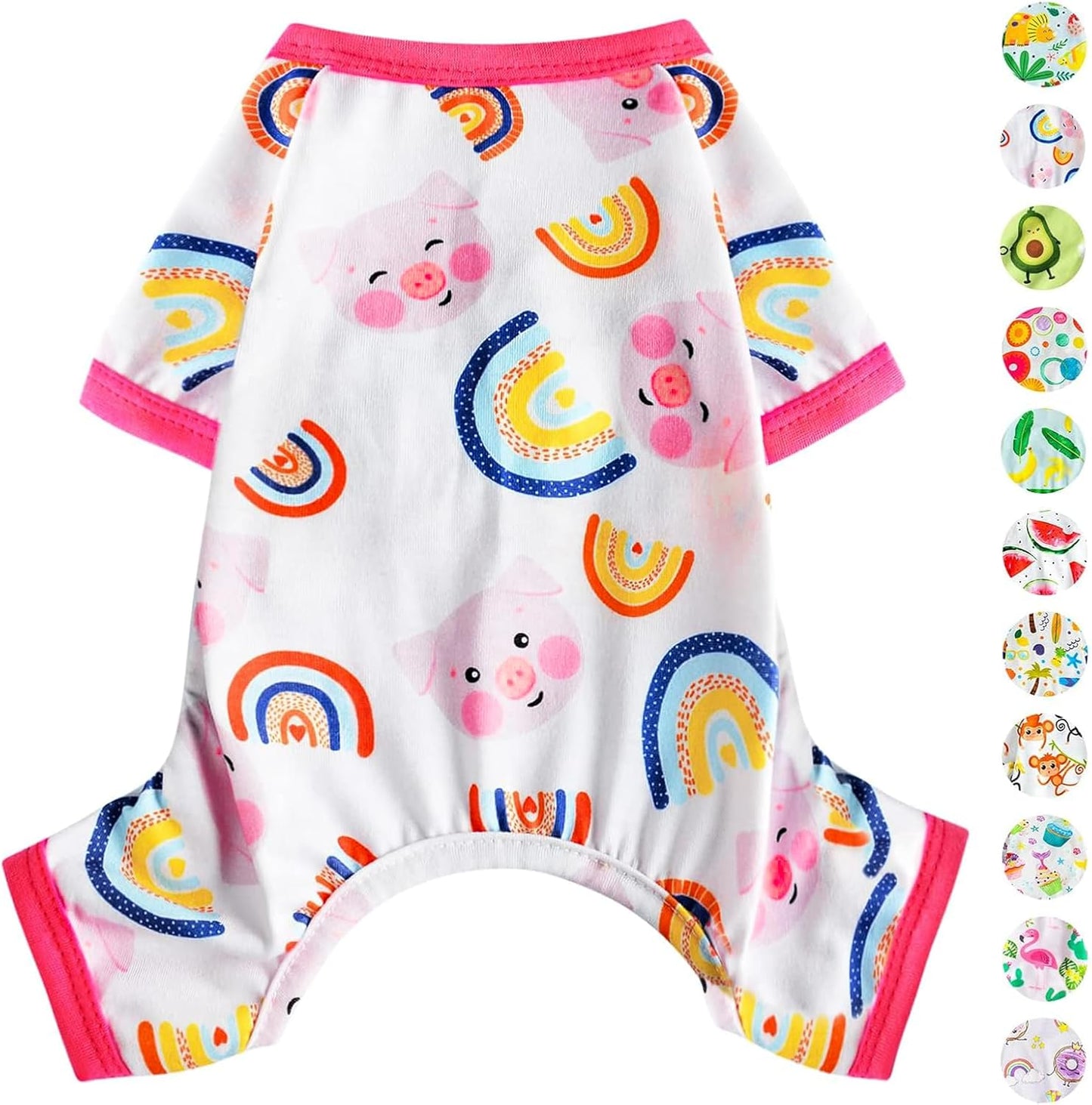 Dog Pajamas Pjs Summer Fall Dog Clothes for Small Dogs Girl - Boy - Medium Size Dogs, Soft Stretchy Puppy Clothes Doggie Onesies Cat Pet Jammies Outfit for Chihuahua Yorkie, Pig Pink