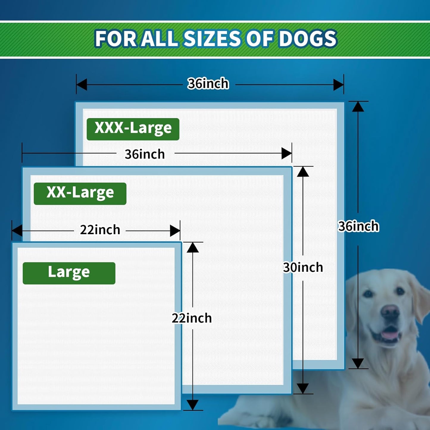 Pee Pads for Dogs Large 22”x 22”, 120 Count Puppy Pads Pet Training Pads Disposable Upgraded Odor Control, Potty Pads Absorbent and Leak-Proof Dog Housebreaking & Puppy Supplies