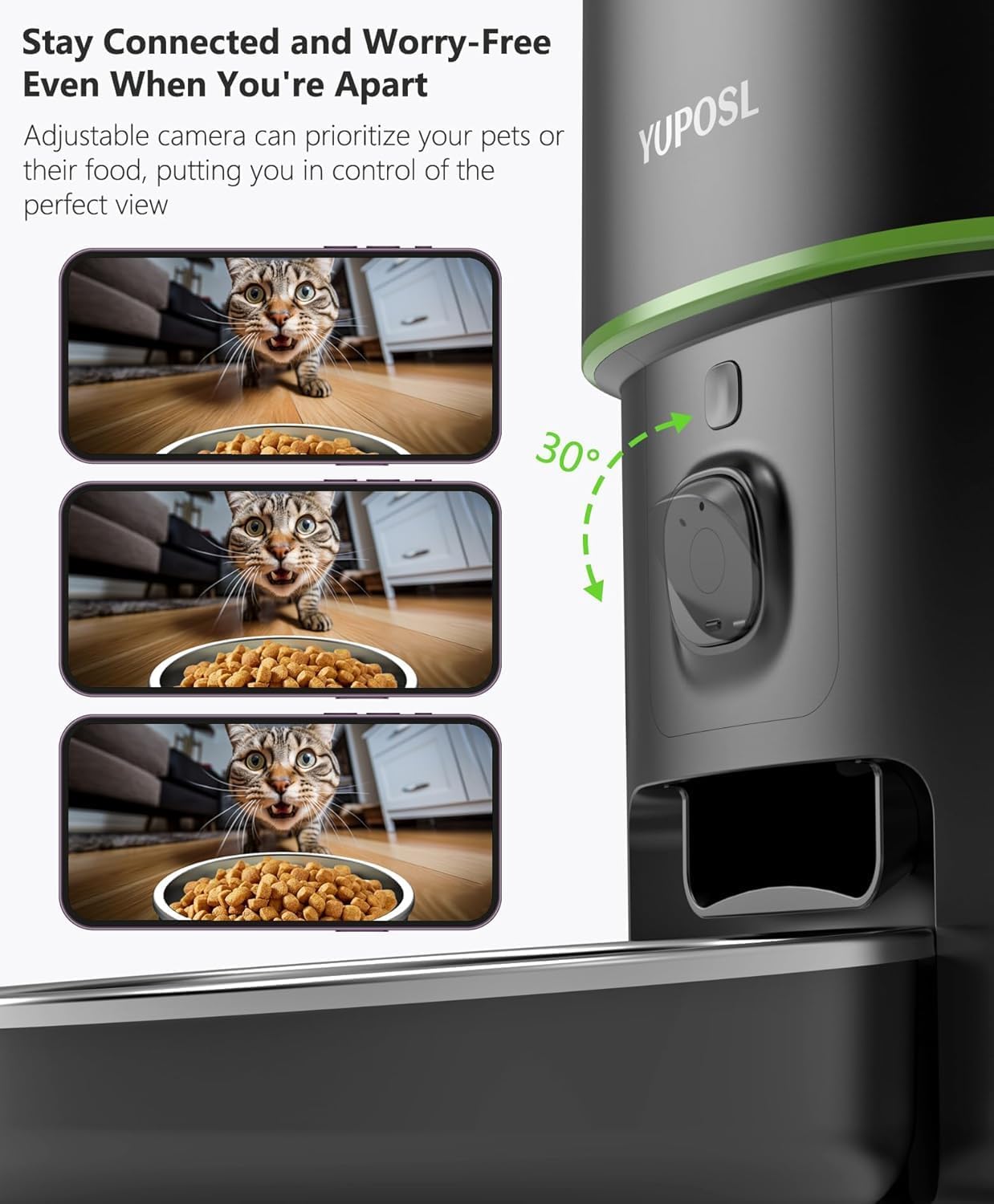 Automatic Cat Feeder with Camera - 5G WiFi Auto Cat Food Dispenser, 1080P HD Video with Night Vision, 1-15 Meals, 1-99 Portions, 2-Way Audio, Keeps Food Fresh, 4L Timed Pet Feeder Also for Dogs