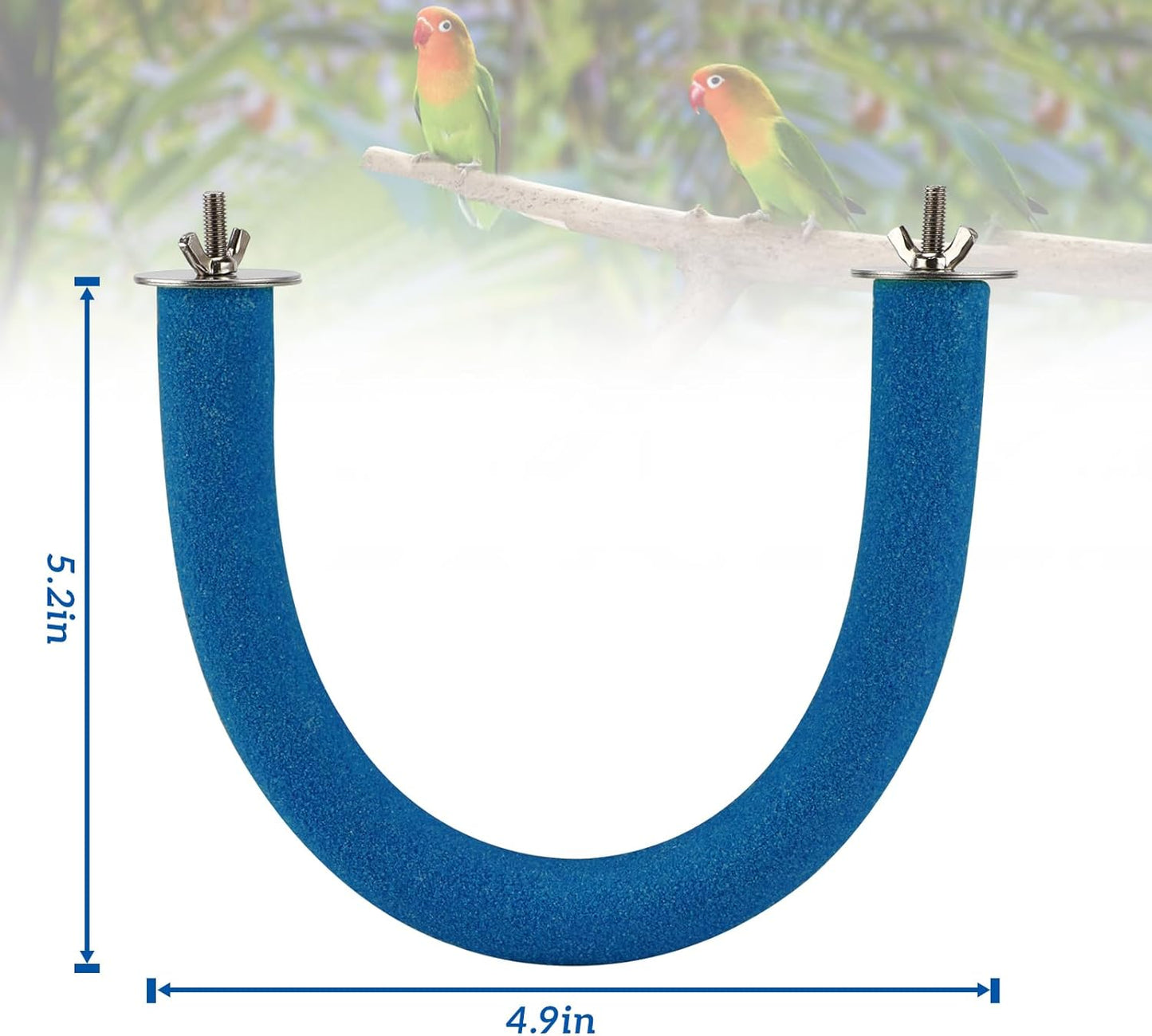 Rypet Parrot Perch Rough-surfaced - Quartz Sands Bird Cage Perches for Small Parakeets Cockatiels, Conures, Macaws, Parrots, Love Birds, Finches Cages Toy, U Shape