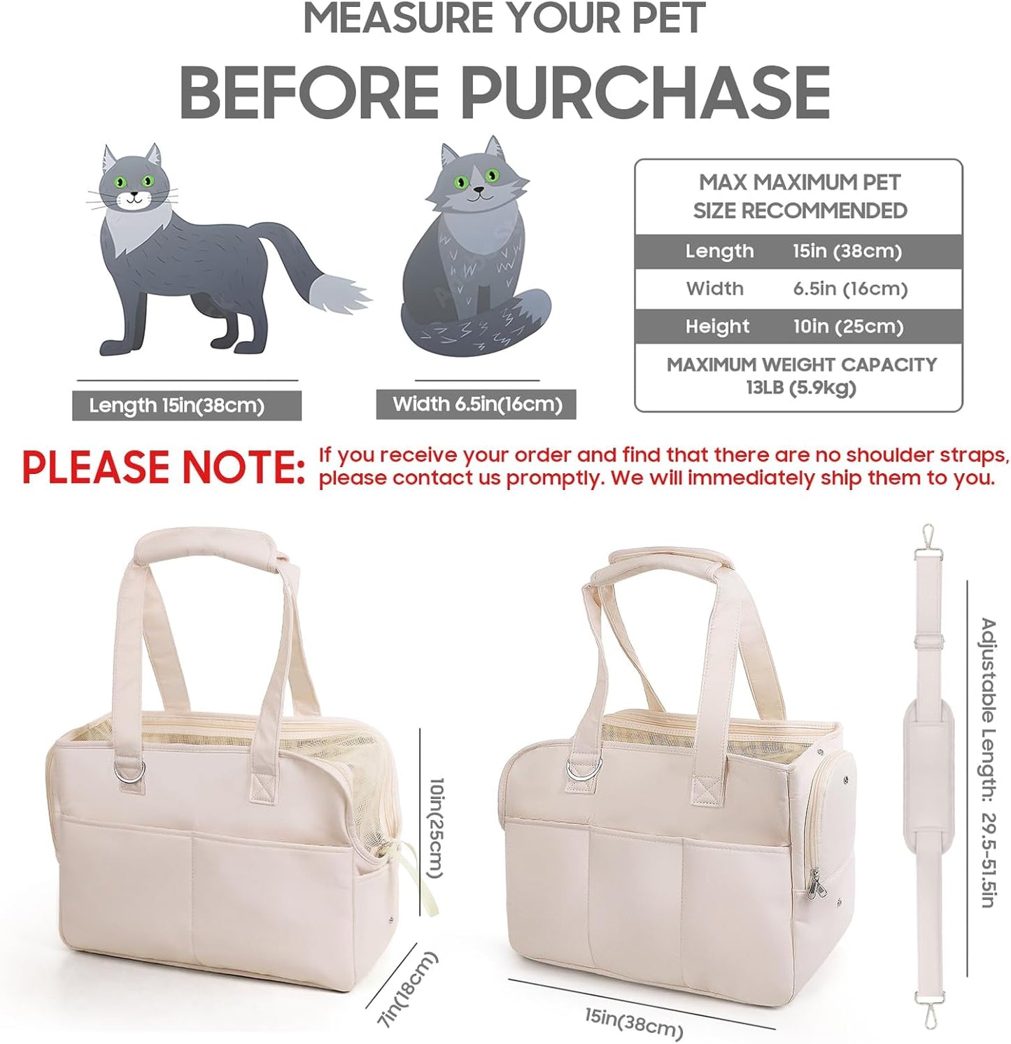 Dog Carriers for Small Dogs, Soft Sided Folding Small Dog Carrier for Dogs Medium Cats Puppies up to 13 Lbs, Washable Breathable Puppy Carrie Carrier for Outdoor Travel (Small Beige)