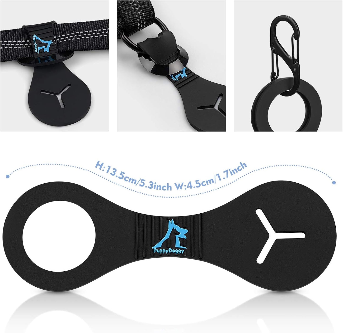 PuppyDoggy Dog Poop Bag Holder for Leash Waste Bag Carrier Dog Poop Bag Dispenser for Walking Running Bicycle Accessory 4 pieces (Blue)