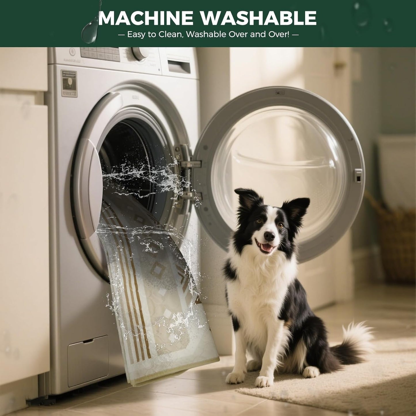 FXW Washable Pee Pads for Dogs, Puppy Pads with Super Absorbent, Specifically Designed for FXW Rollick/Homeplus 24 inch 8 Panels Dog Playpen, 63" Square, Khaki Geometric, 1 Pack