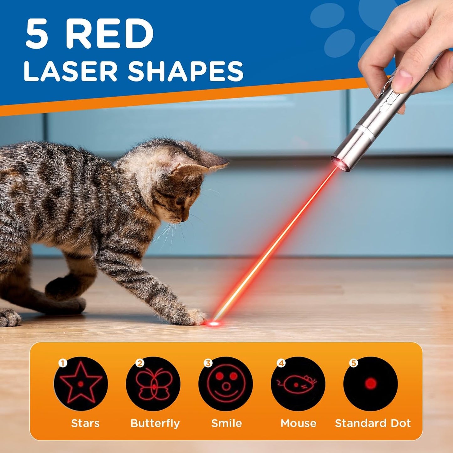 Cat Toy Pointer for Indoor, USB Rechargeable Toy, 3 Light Colors Cat Interactive Toys for Dogs, Cats, Pet Chase Toy for Fun Playing Training Exercise Indoors