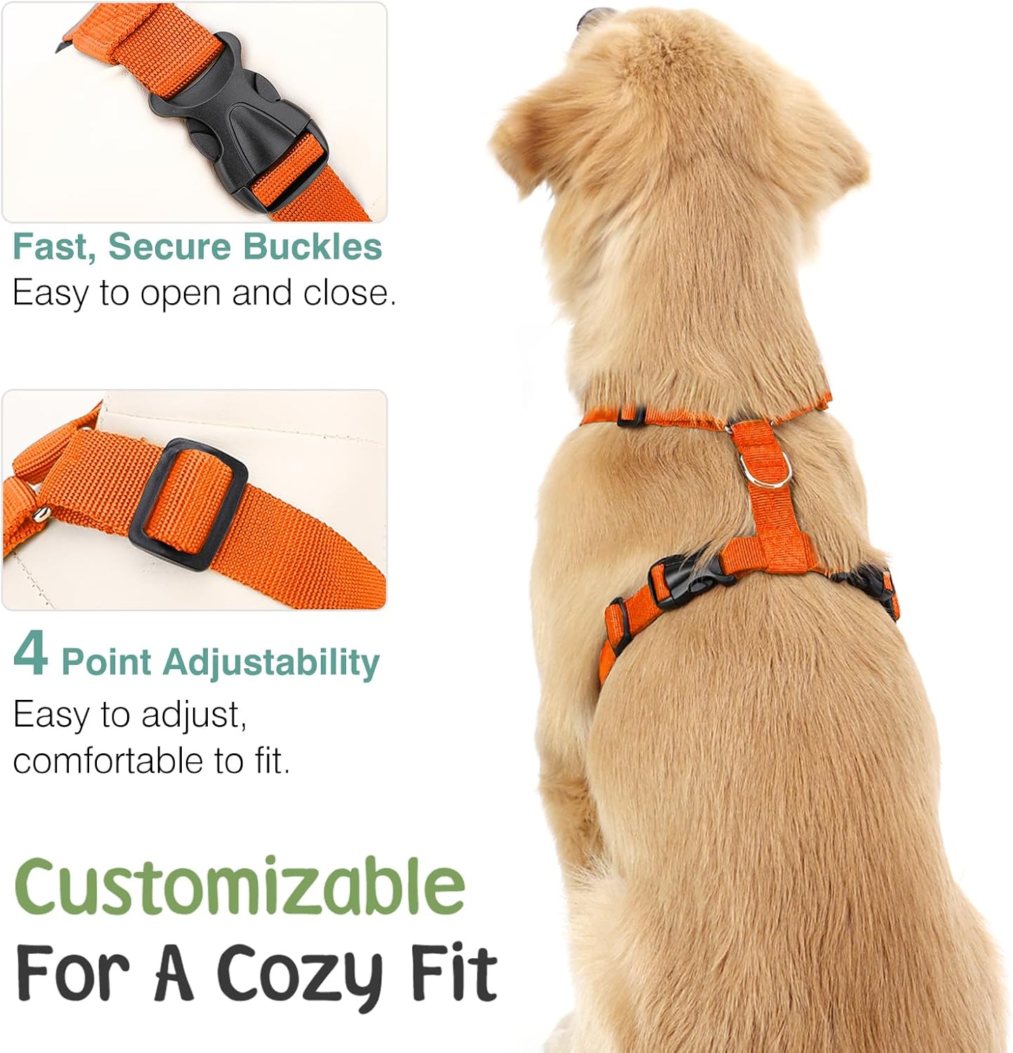 Dog Seat Belt, Safety Vest Dog Car Harness with Adjustable Buckle Dog Seat Belt for Vehicle Nylon Pet Safety Seat Belts Heavy Duty(S, Orange)