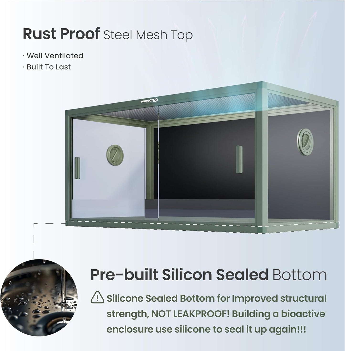 50 Gallon Bearded Dragon Tank, Reptile Enclosure for Easy Maintenance, Front Opening Reptile Tank with Top Screen Ventilation & Glass Sliding Door 36''x18''x18''