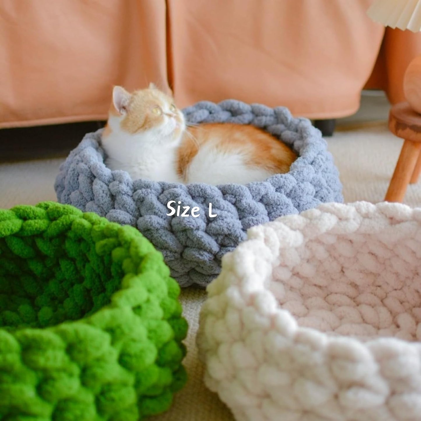 Cat Nest Bed – Premium Handwoven Washable Extra Soft Round Cave House for Indoor Kitten & Kitty, Small & Large (MapleLeaf Red,Medium)